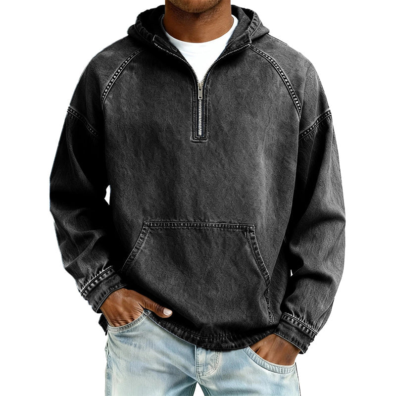 ✨New Arrivals & Special Offers-Men's Casual Half-Zip Denim Jacket