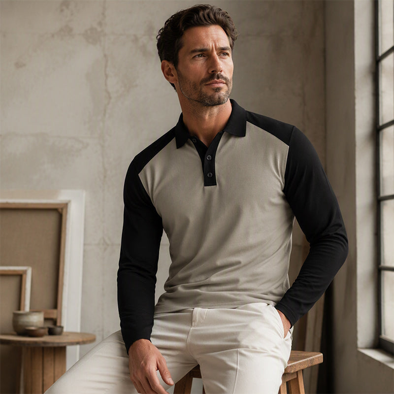 🍁New Fall Collection-Men's Casual Color-Block Long Sleeve Shirt