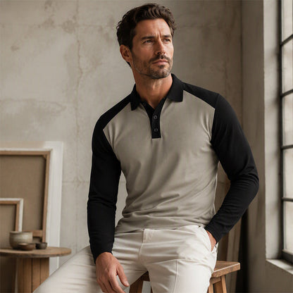 🍁New Fall Collection-Men's Casual Color-Block Long Sleeve Shirt