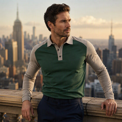 🍁New Fall Collection-Men's Casual Color-Block Long Sleeve Shirt