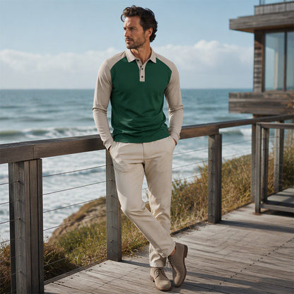 🍁New Fall Collection-Men's Casual Color-Block Long Sleeve Shirt