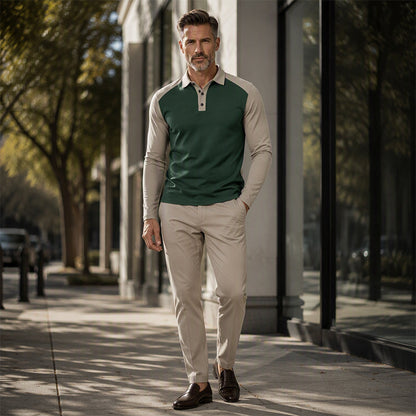 🍁New Fall Collection-Men's Casual Color-Block Long Sleeve Shirt