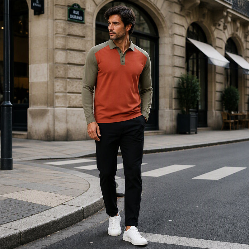🍁New Fall Collection-Men's Casual Color-Block Long Sleeve Shirt