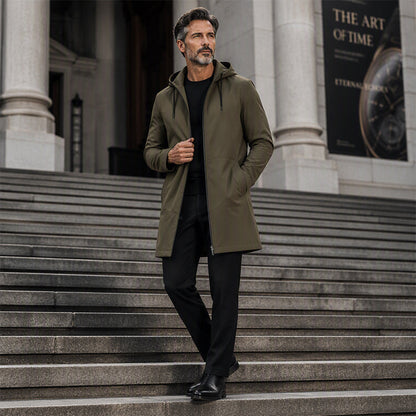 ✨Men's Mid-Length Hooded Windbreaker Jacket – Lightweight Waterproof-Style Outer Layer For Everyday Comfort 🧥