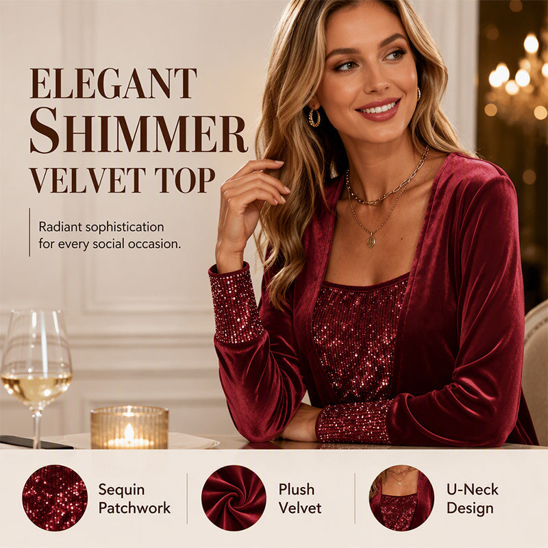 ⌛Limited-Time Offer-Women's Elegant Sequin Patchwork Long Sleeve Top