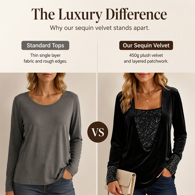 ⌛Limited-Time Offer-Women's Elegant Sequin Patchwork Long Sleeve Top