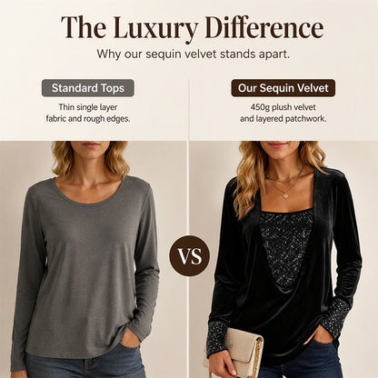 ⌛Limited-Time Offer-Women's Elegant Sequin Patchwork Long Sleeve Top