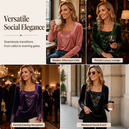 ⌛Limited-Time Offer-Women's Elegant Sequin Patchwork Long Sleeve Top