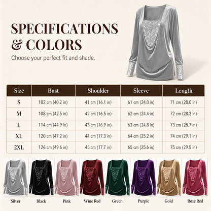 ⌛Limited-Time Offer-Women's Elegant Sequin Patchwork Long Sleeve Top
