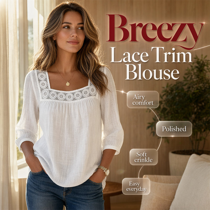 ⌛Limited-Time Offer-Women’s Square Neck Lace Crochet Blouse