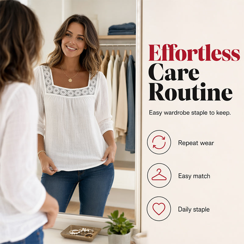 ⌛Limited-Time Offer-Women’s Square Neck Lace Crochet Blouse