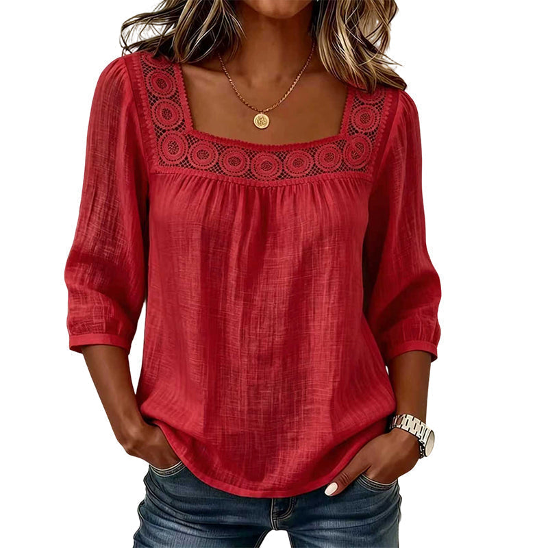⌛Limited-Time Offer-Women’s Square Neck Lace Crochet Blouse