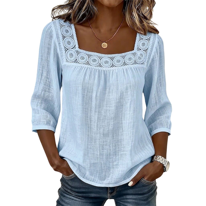 ⌛Limited-Time Offer-Women’s Square Neck Lace Crochet Blouse