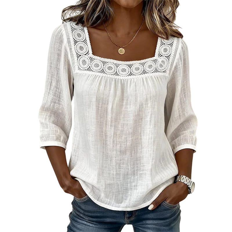 ⌛Limited-Time Offer-Women’s Square Neck Lace Crochet Blouse