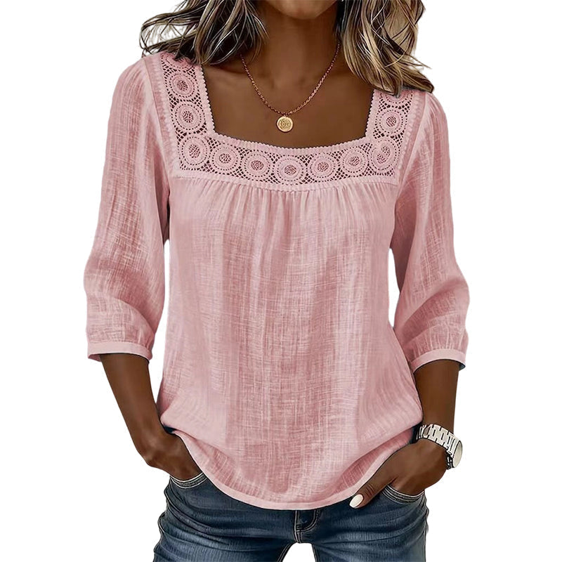 ⌛Limited-Time Offer-Women’s Square Neck Lace Crochet Blouse