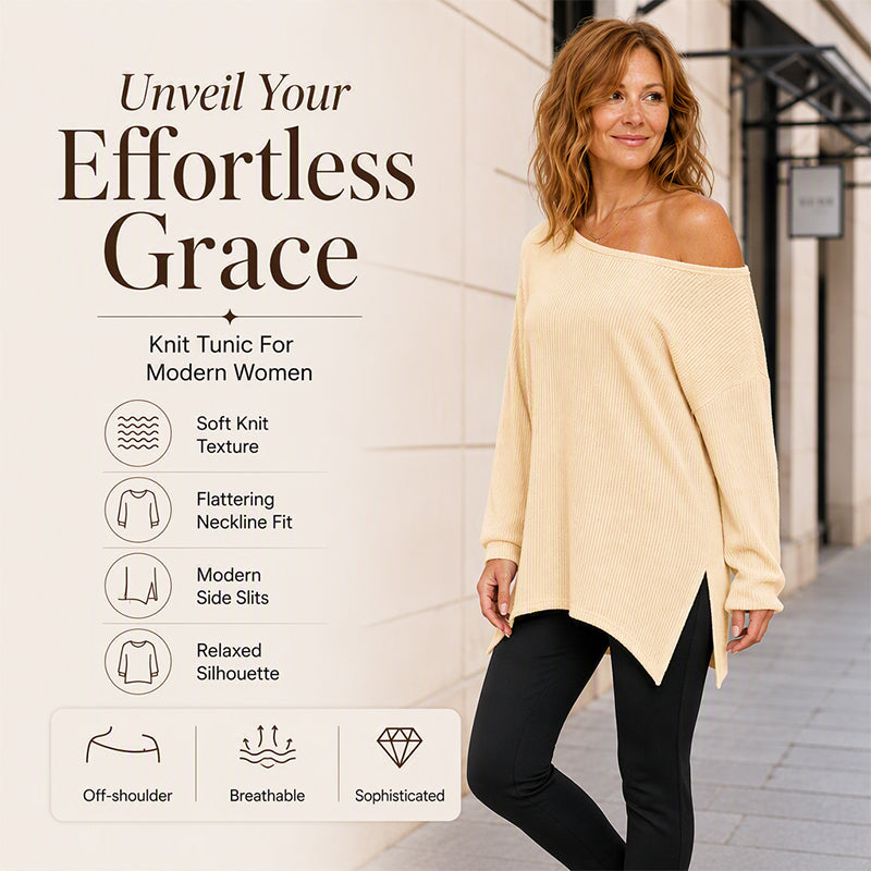 ✨ Effortless Drape | Women’s Off-Shoulder Blouse with Side Split