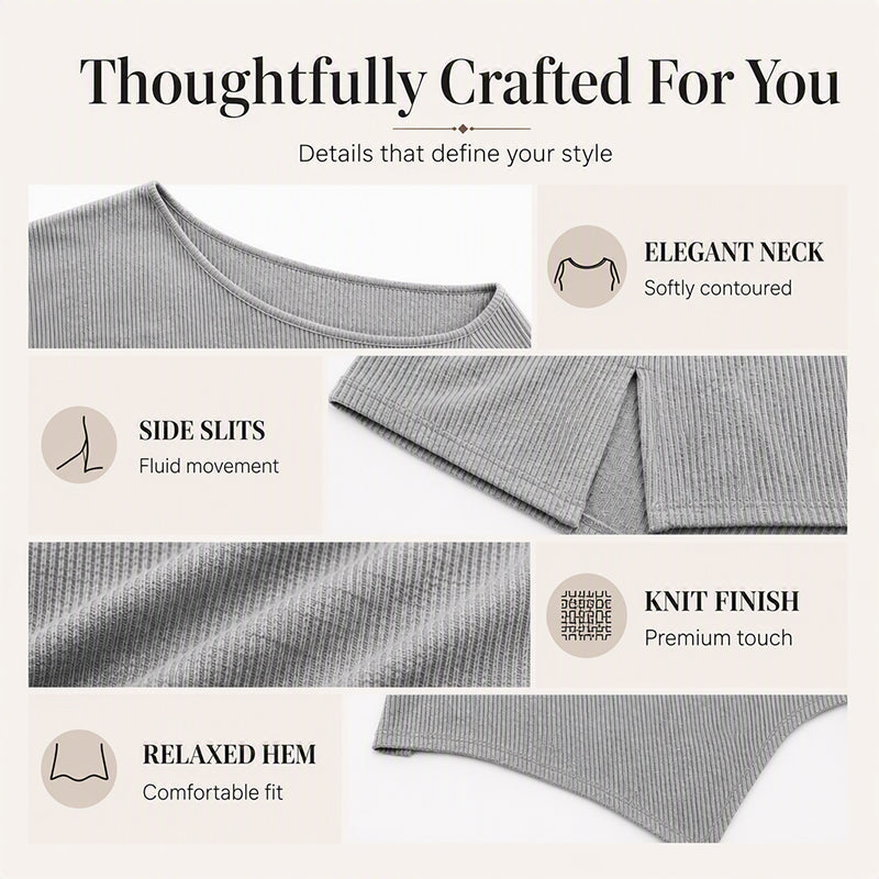 ✨ Effortless Drape | Women’s Off-Shoulder Blouse with Side Split