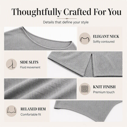 ✨ Effortless Drape | Women’s Off-Shoulder Blouse with Side Split