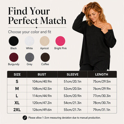 ✨ Effortless Drape | Women’s Off-Shoulder Blouse with Side Split
