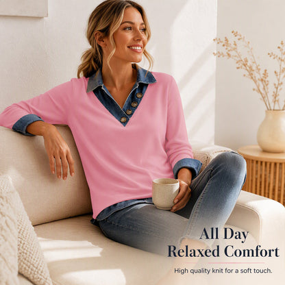 🍁New Fall Collection-Women's Casual Patchwork Long Sleeve Top