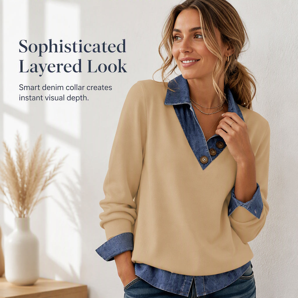 🍁New Fall Collection-Women's Casual Patchwork Long Sleeve Top