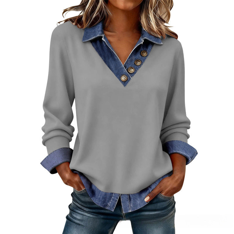 🍁New Fall Collection-Women's Casual Patchwork Long Sleeve Top