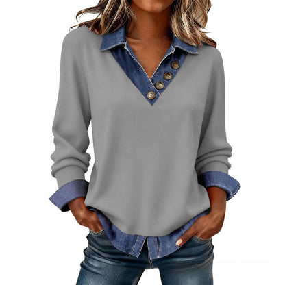 🍁New Fall Collection-Women's Casual Patchwork Long Sleeve Top