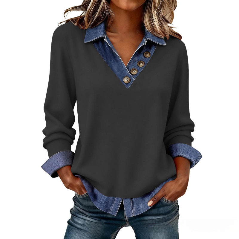 🍁New Fall Collection-Women's Casual Patchwork Long Sleeve Top