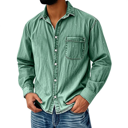⏰Last Day Sale 54% Off 💃 Men's Retro Washed Denim Shirt