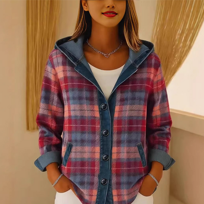 ⏰Last Day Sale 55% Off💃 Women's Denim Patchwork Hooded Jacket