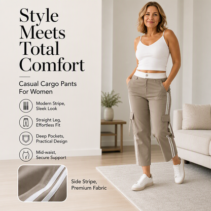 🍁New Fall Collection-Women's Sporty Side Stripe Capri Cargo Pants