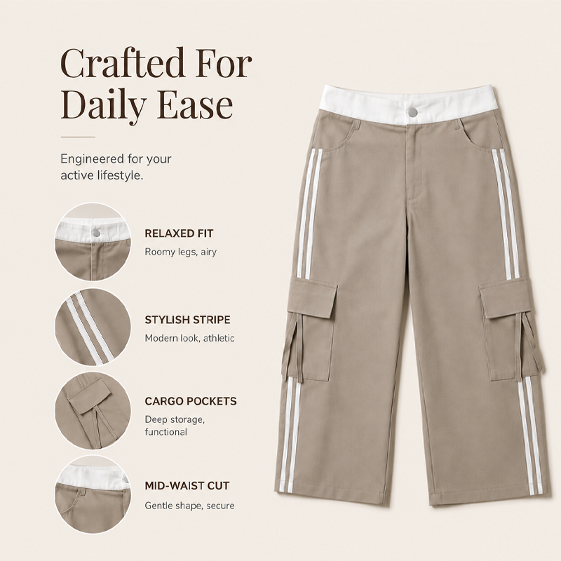 🍁New Fall Collection-Women's Sporty Side Stripe Capri Cargo Pants