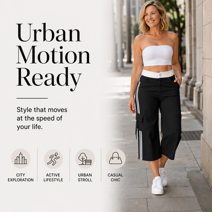 🍁New Fall Collection-Women's Sporty Side Stripe Capri Cargo Pants