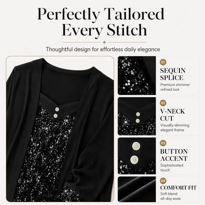 Women's Sequin Patchwork Mock Two-Piece Top
