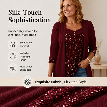 Women's Sequin Patchwork Mock Two-Piece Top