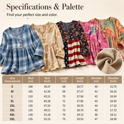 🍁New Fall Collection-Women's Loose Fit V-Neck Casual Blouse