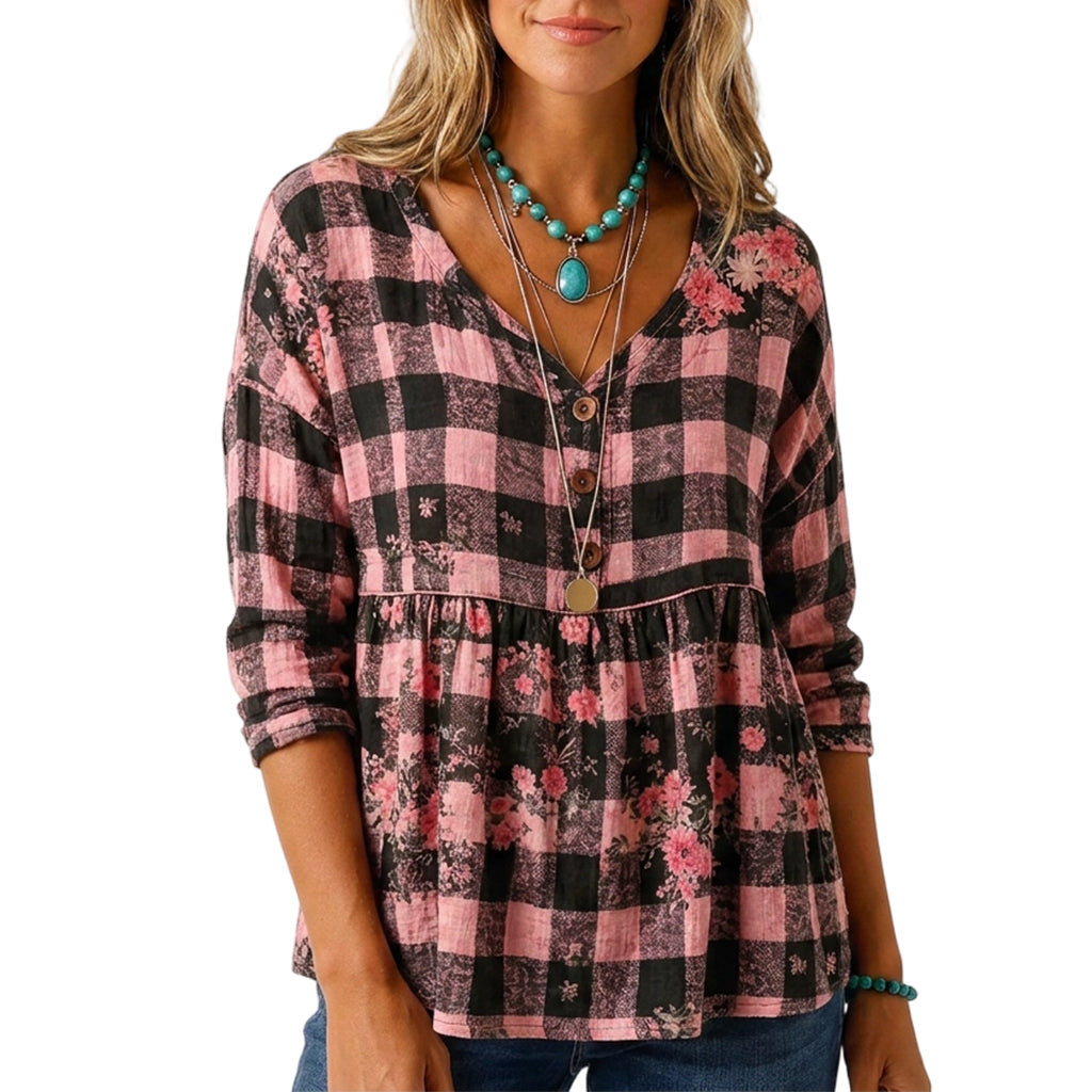 🍁New Fall Collection-Women's Loose Fit V-Neck Casual Blouse