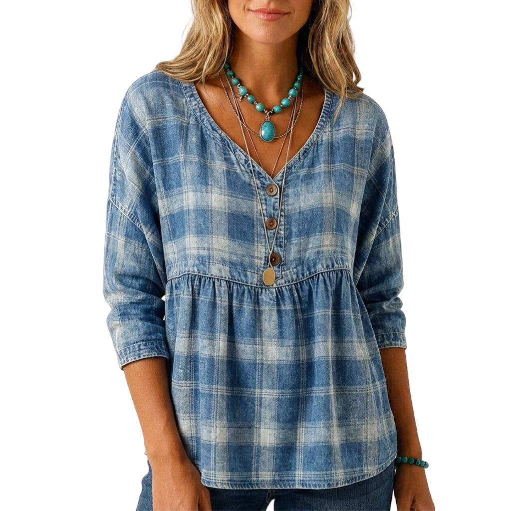 🍁New Fall Collection-Women's Loose Fit V-Neck Casual Blouse