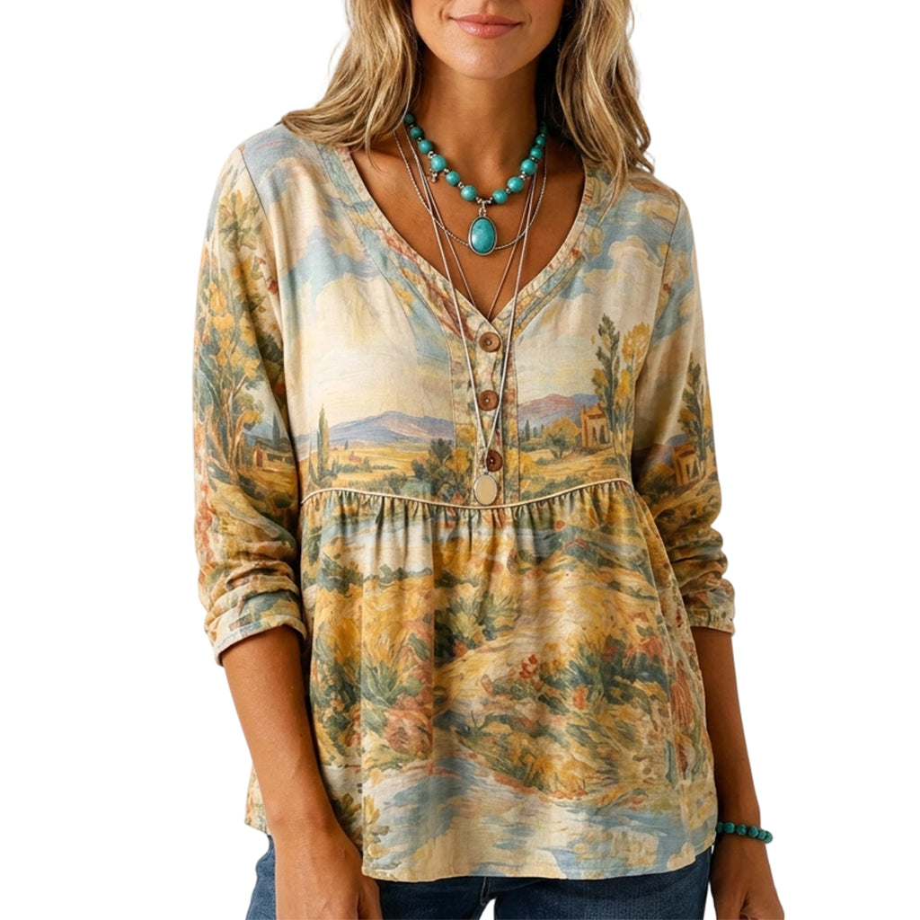 🍁New Fall Collection-Women's Loose Fit V-Neck Casual Blouse