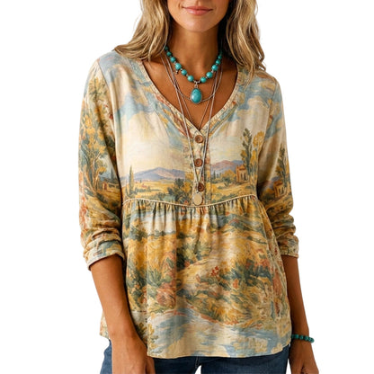 🍁New Fall Collection-Women's Loose Fit V-Neck Casual Blouse