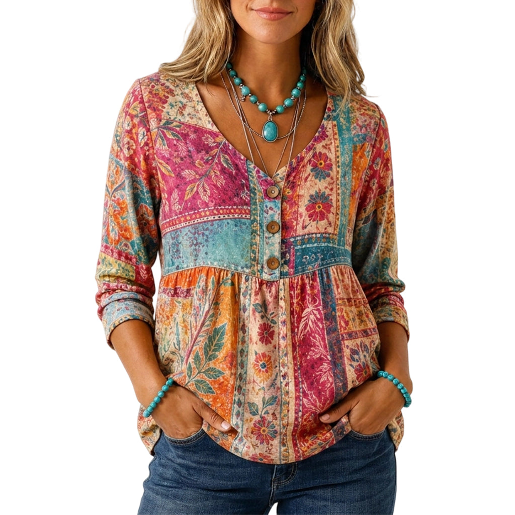 🍁New Fall Collection-Women's Loose Fit V-Neck Casual Blouse