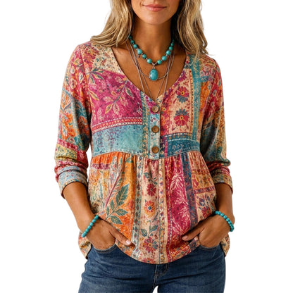 🍁New Fall Collection-Women's Loose Fit V-Neck Casual Blouse