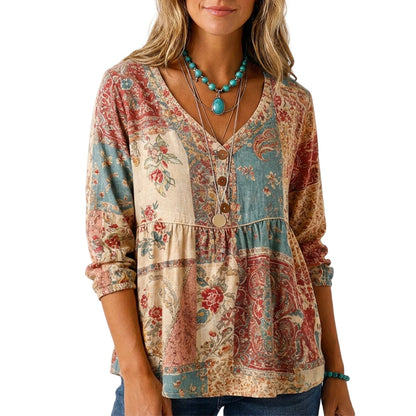 🍁New Fall Collection-Women's Loose Fit V-Neck Casual Blouse