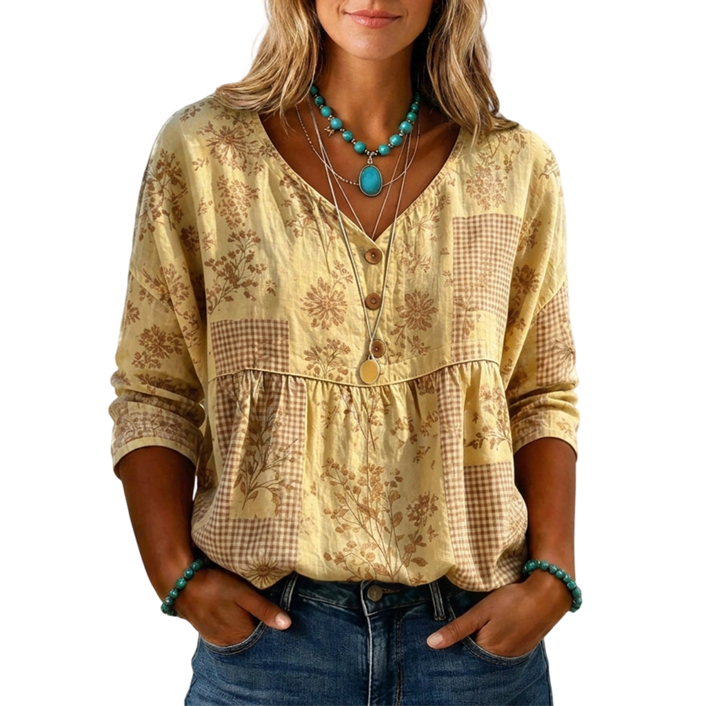 🍁New Fall Collection-Women's Loose Fit V-Neck Casual Blouse