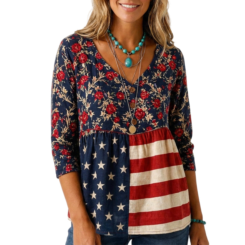 🍁New Fall Collection-Women's Loose Fit V-Neck Casual Blouse