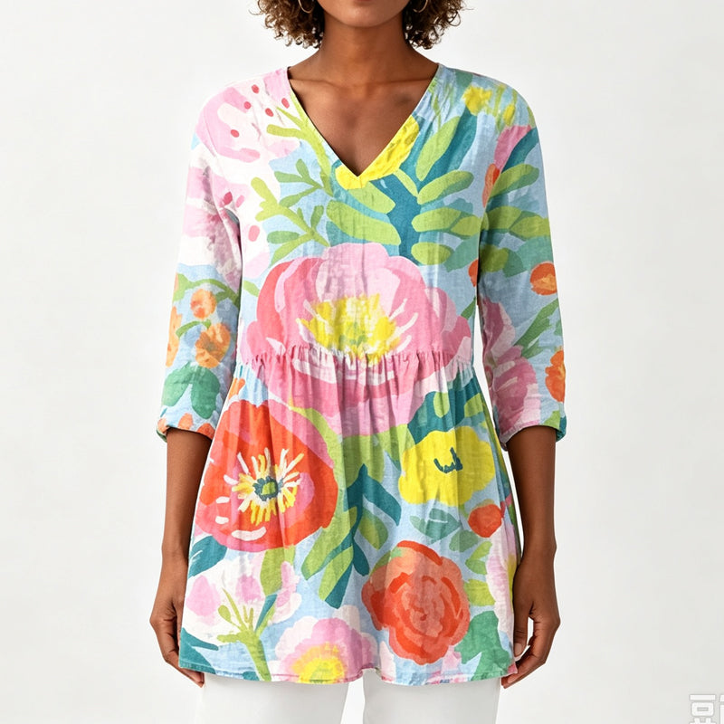 🍁New Fall Collection-Women's Loose Digital Print Round Neck T-Shirt Short Sleeve Casual Top