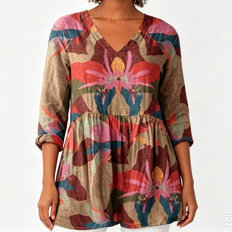 🍁New Fall Collection-Women's Loose Digital Print Round Neck T-Shirt Short Sleeve Casual Top