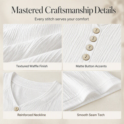⌛Limited-Time Offer-Women's Casual V-Neck Short Sleeve Textured Crinkle Top
