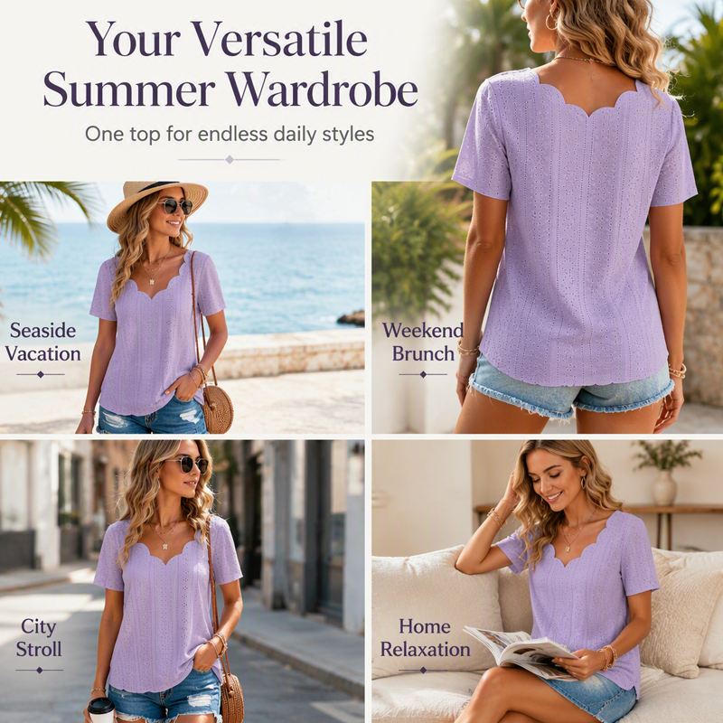 ⌛Limited-Time Offer-Breathable Jacquard V-Neck Top