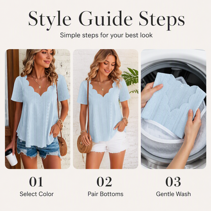 ⌛Limited-Time Offer-Breathable Jacquard V-Neck Top